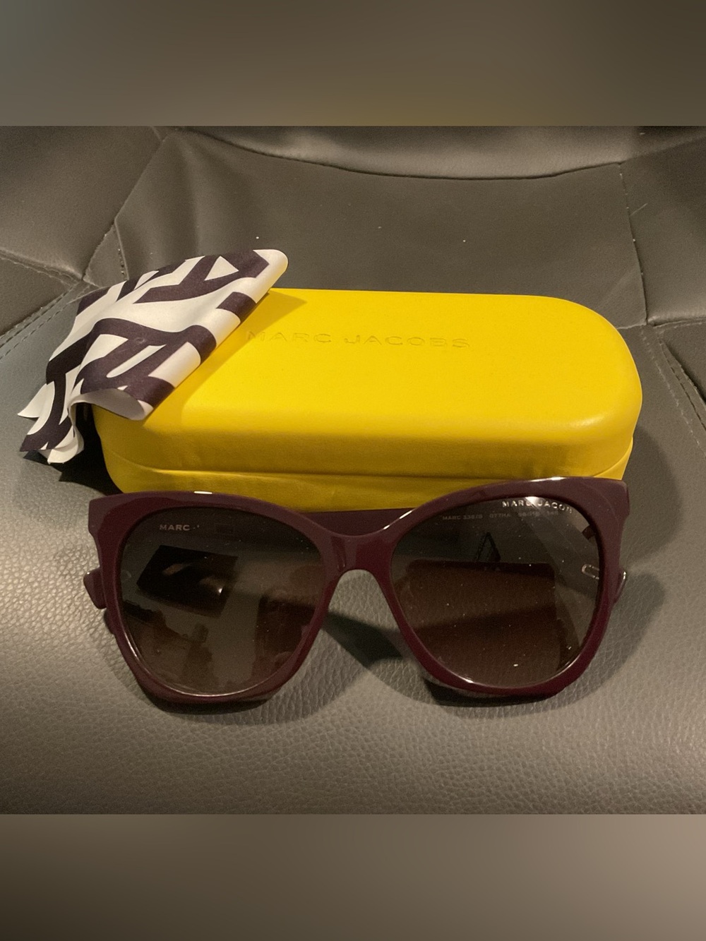 Marc Jacobs Plum Frame Sunglasses with Yellow Case